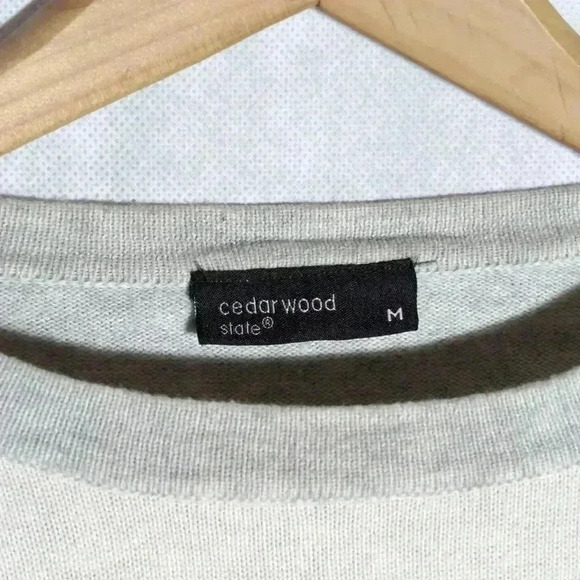Cedarwood State Striped Sweater Brown/Gray/White sz M 100% cotton - Picture 2 of 5